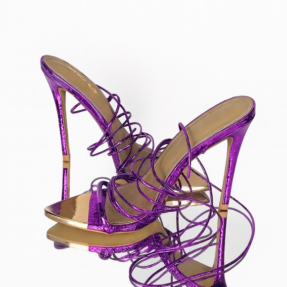 EGO Shoes - Metallic Purple Velvet Lace-Up Heels - Size 10
